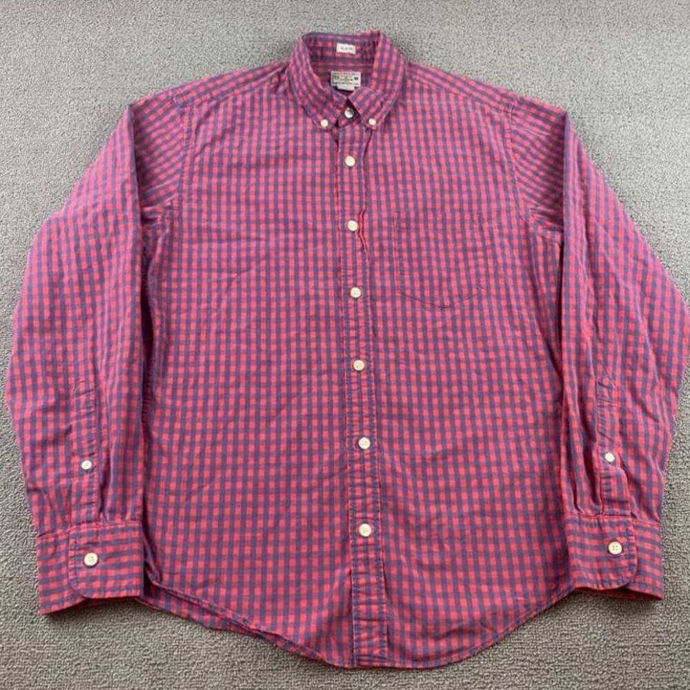 J.Crew Button Down Shirt Men's Medium Slim Fit‎ Plaid Long Sleeve 100% Cotton
